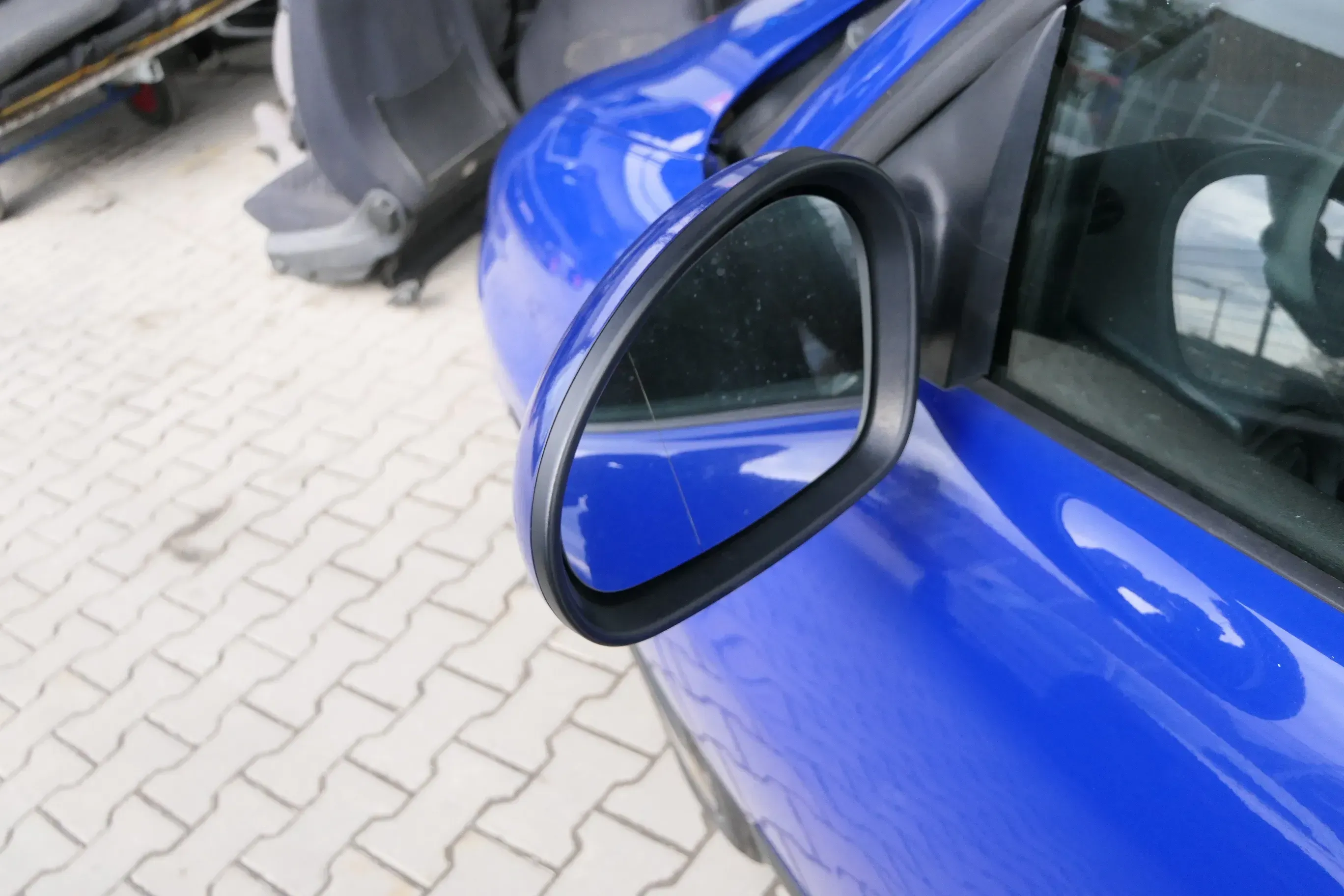 Seat Ibiza 6L mechanischer Spiegel Außenspiegel links blau LS5G - Bild 1